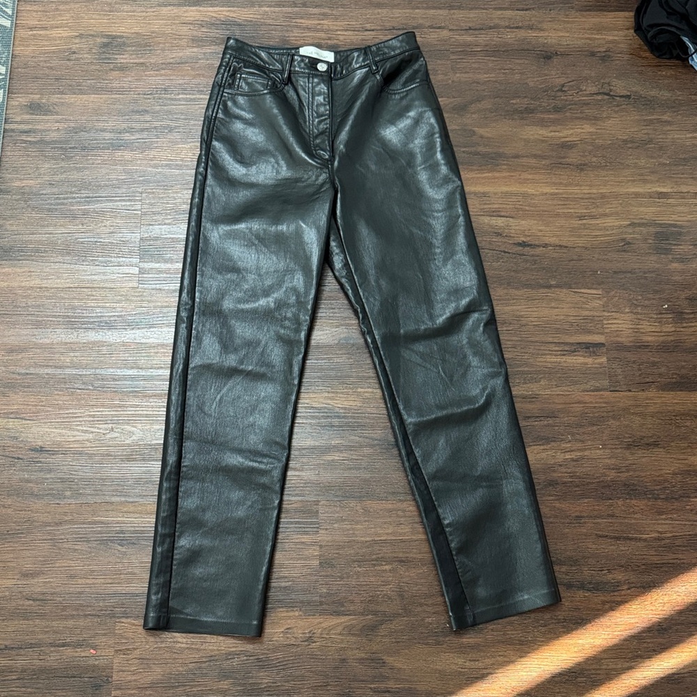 Aritzia Wilfred Black Faux Leather Trousers